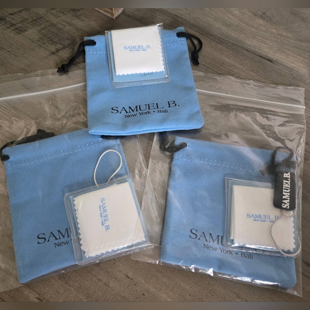 Samuel B. Light Blue Jewelry Pouches Set of 3 - Picture 2 of 2